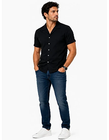Massimo Dutti Short-Sleeve Shirt – Black