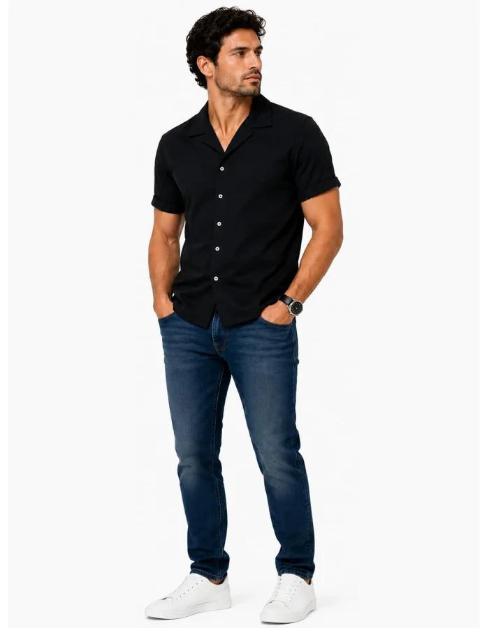 Massimo Dutti قميص نص كم – أسود