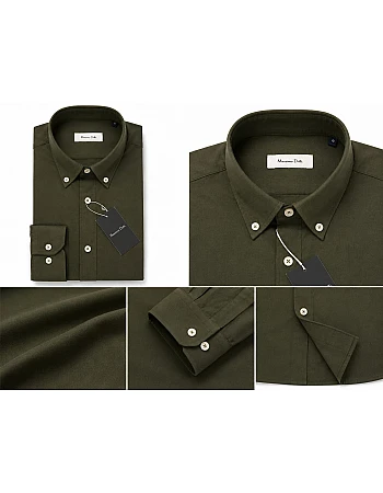Massimo Dutti Long-Sleeve Shirt – Army Green