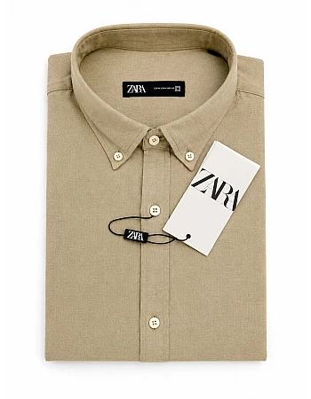 ZARA Linen-Look Shirt – Light Beige