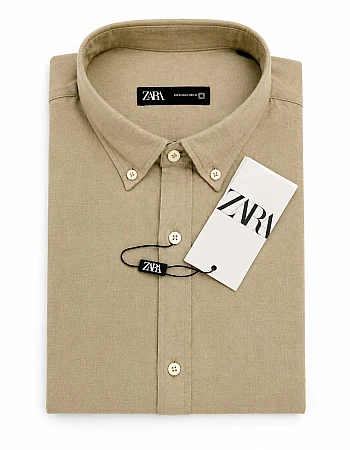ZARA Linen-Look Shirt – Light Beige