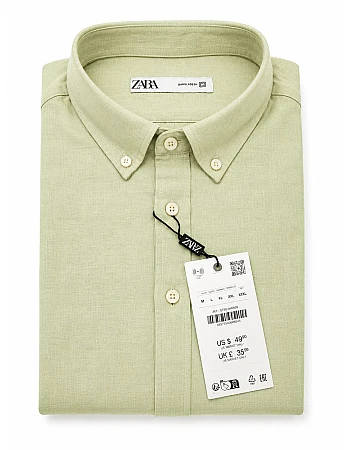 ZARA Linen-Look Shirt – Sage Green