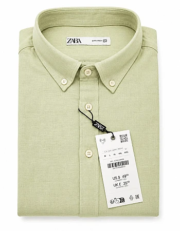 ZARA Linen-Look Shirt – Sage Green
