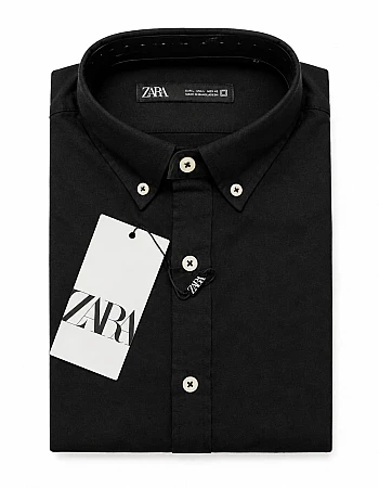 ZARA Linen-Look Shirt – Black