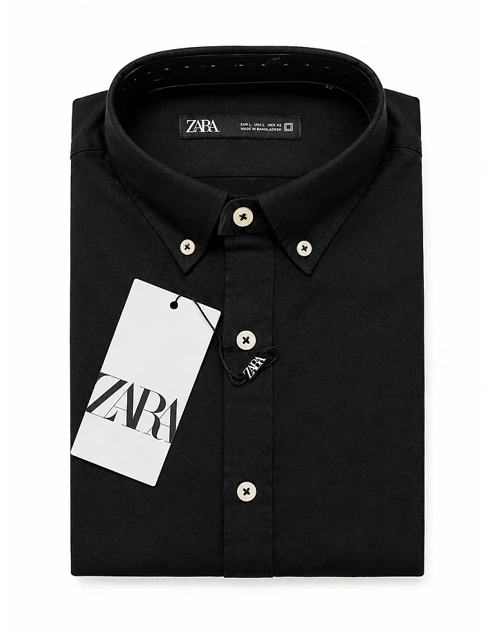 ZARA Linen-Look Shirt – Black
