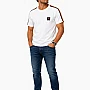 Hermès Striped-Shoulder T-Shirt – White