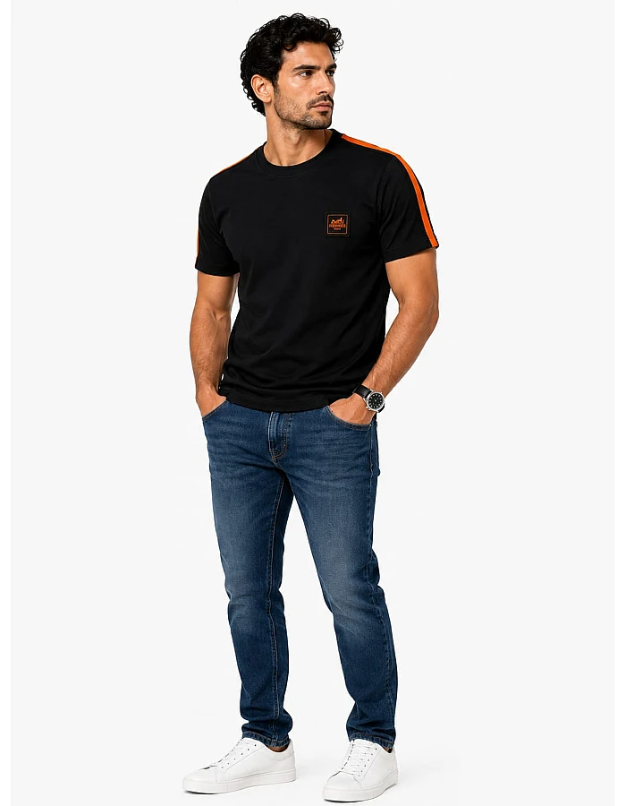 Hermès Striped-Shoulder T-Shirt – Black