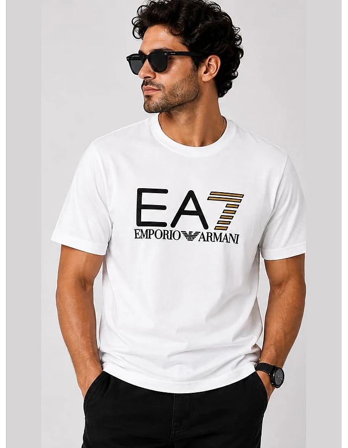 تيشيرت إمبوريو أرماني EA7 مطبوع – أبيض
