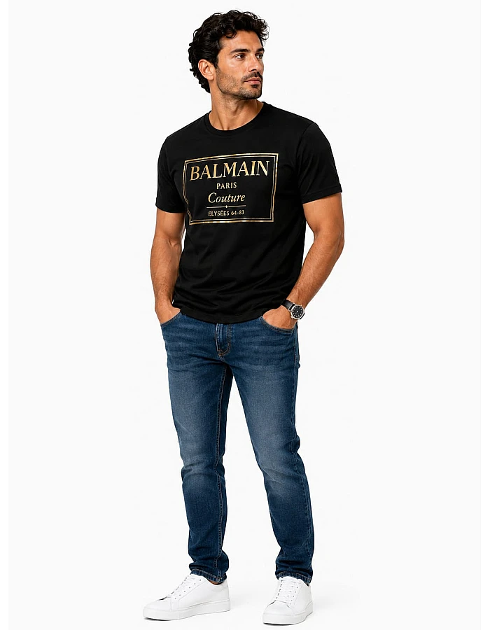 Balmain Paris Couture Print T-Shirt – Black