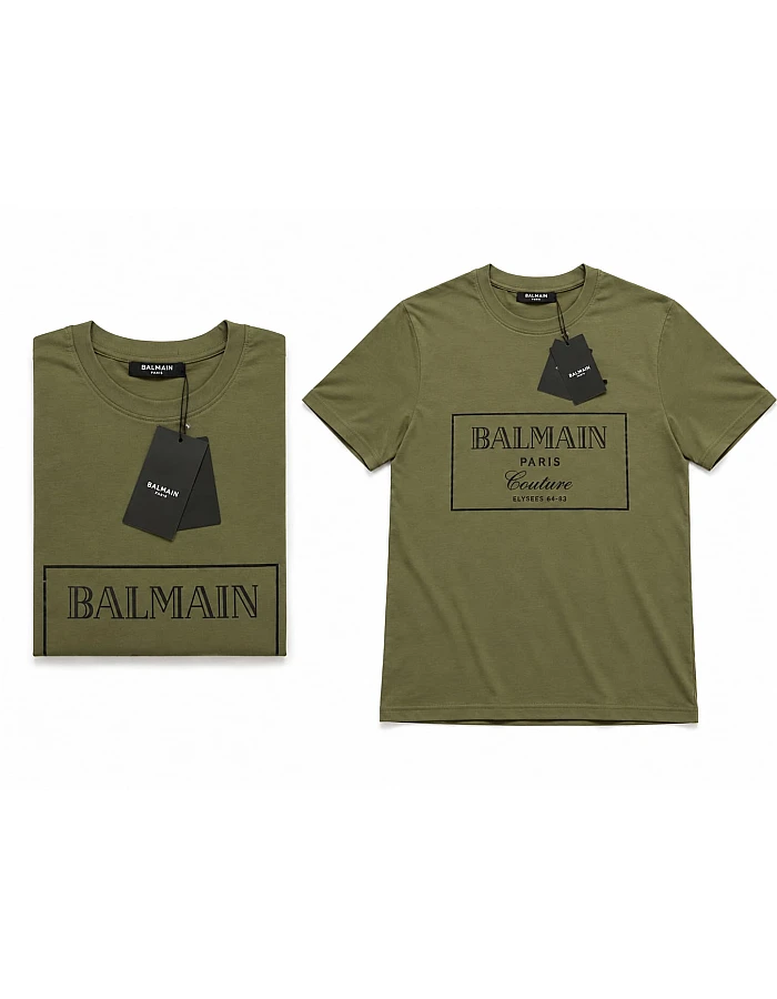 Balmain Paris Couture Frame T-Shirt – Olive