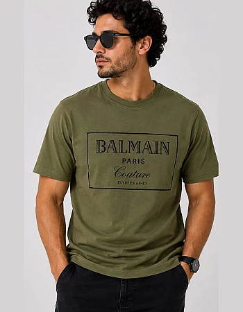 Balmain Paris Couture Frame T-Shirt – Olive