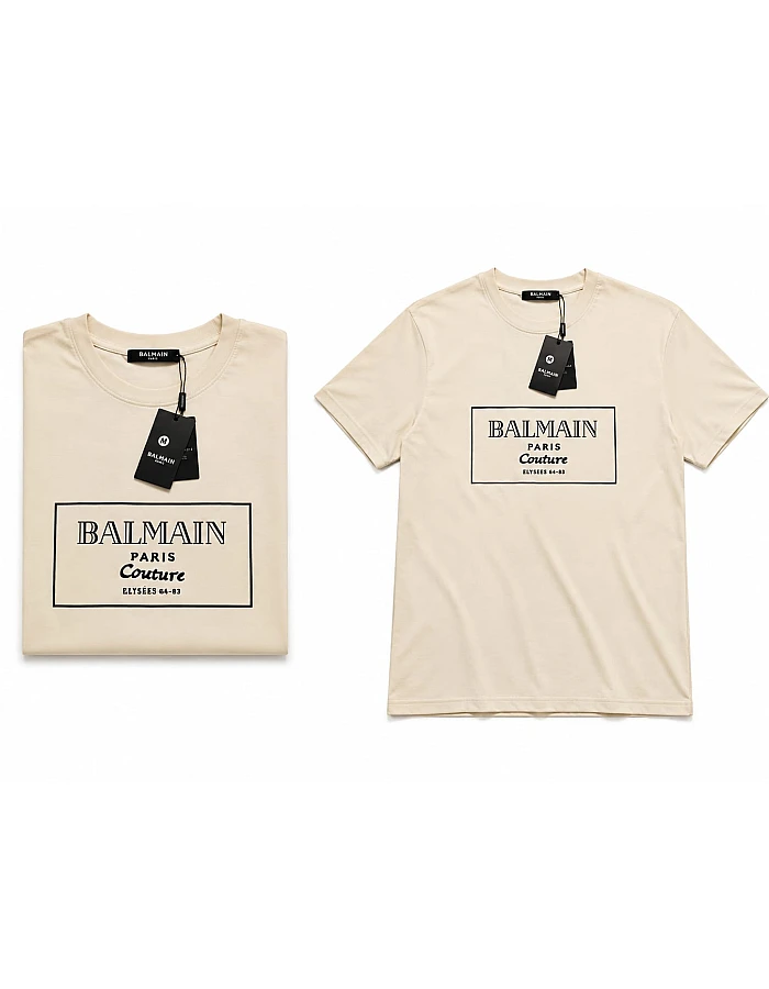 Balmain Paris Couture Frame T-Shirt – Cream