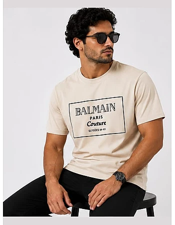 Balmain Paris Couture Frame T-Shirt – Cream
