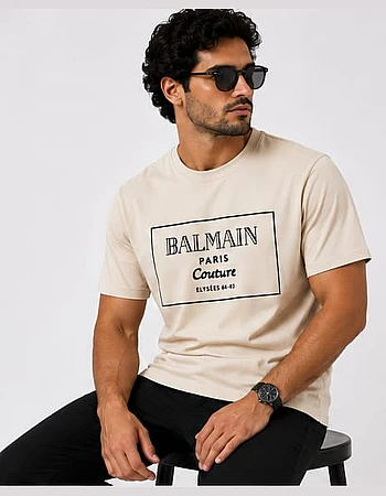 Balmain Paris Couture Frame T-Shirt – Cream