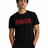 BOSS Round-Neck T-Shirt, Red Logo – Black