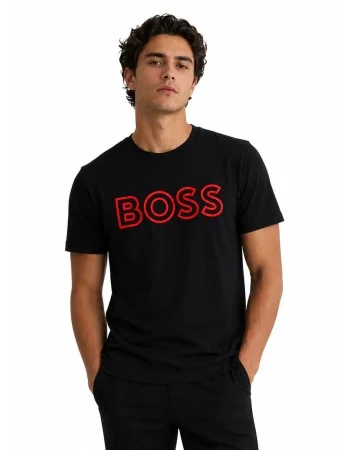 BOSS Round-Neck T-Shirt, Red Logo – Black