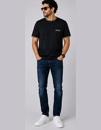 BOSS Tipped-Collar T-Shirt – Black