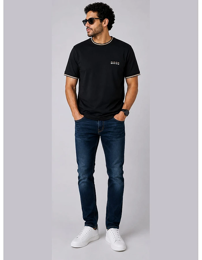 BOSS Tipped-Collar T-Shirt – Black