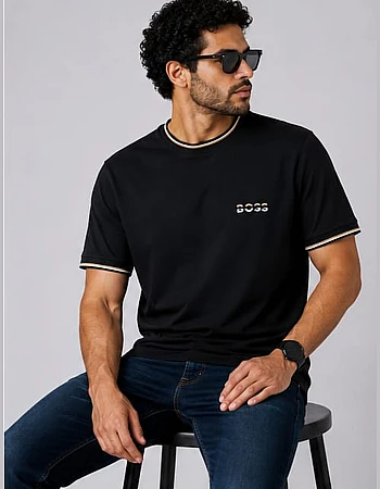 BOSS Tipped-Collar T-Shirt – Black