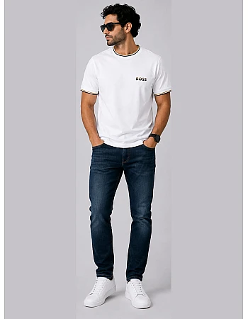 Tipped-Collar T-Shirt – White