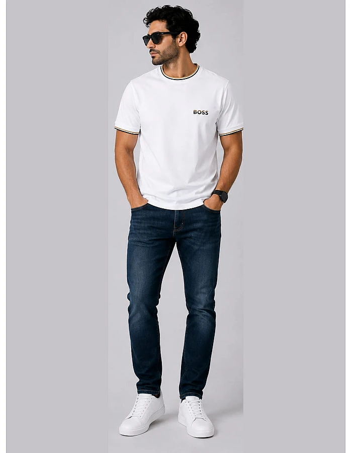 BOSS Tipped-Collar T-Shirt – White