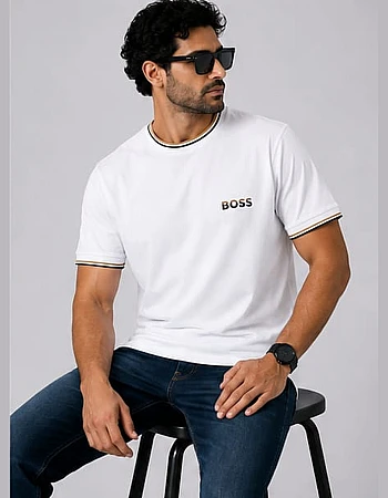 BOSS Tipped-Collar T-Shirt – White