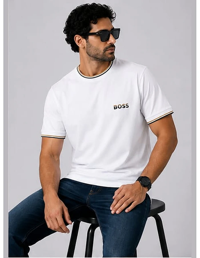 BOSS Tipped-Collar T-Shirt – White