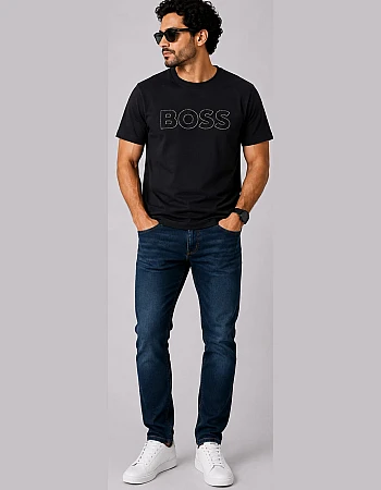 BOSS Outlined Logo T-Shirt – Black