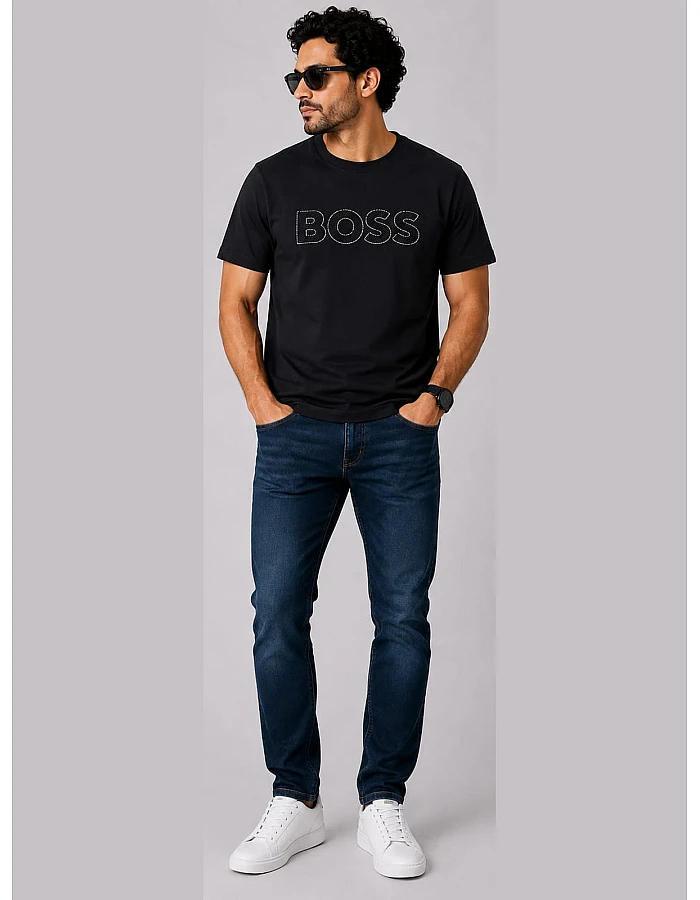 BOSS Outlined Logo T-Shirt – Black