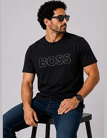 BOSS Outlined Logo T-Shirt – Black