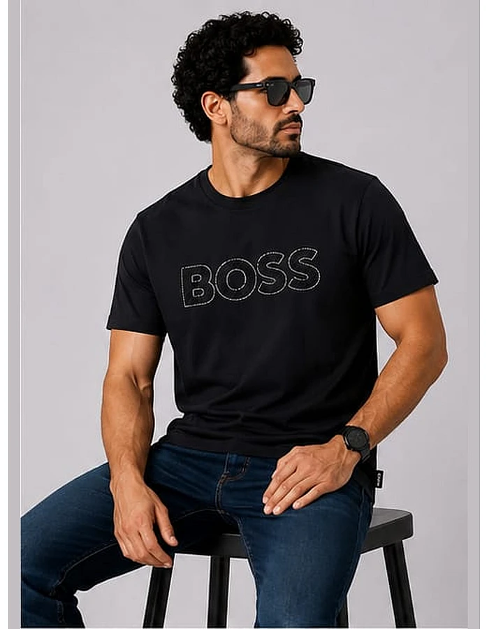 BOSS Outlined Logo T-Shirt – Black
