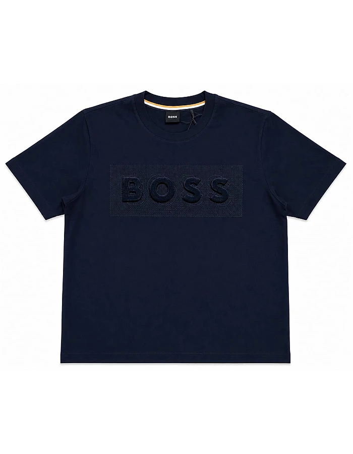 Tonal Mesh-Logo T-Shirt – Navy