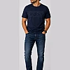 Tonal Mesh-Logo T-Shirt – Navy