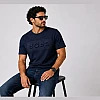Tonal Mesh-Logo T-Shirt – Navy