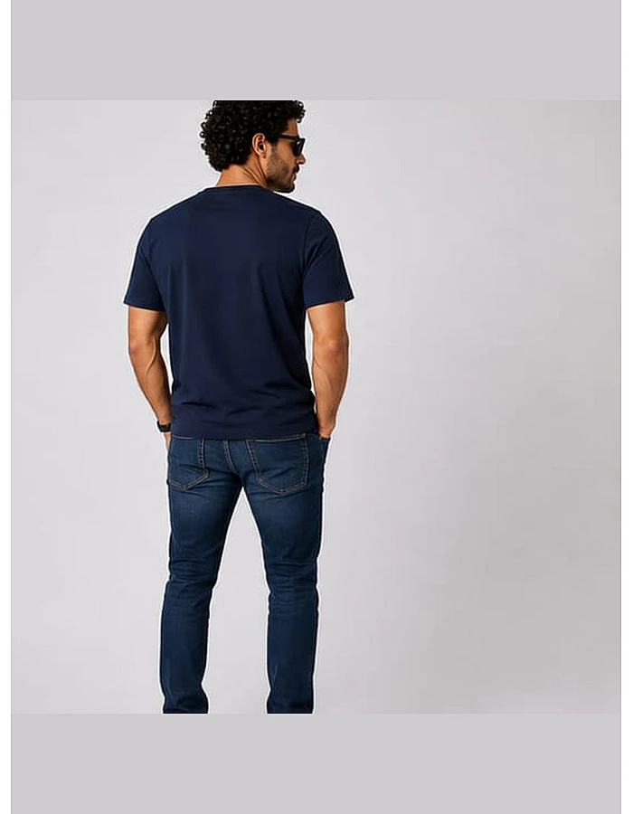 Tonal Mesh-Logo T-Shirt – Navy