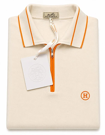 Hermès Half-Zip Polo – Off-White