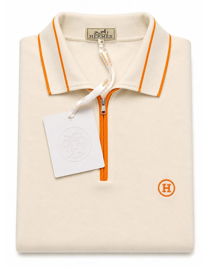 Hermès Half-Zip Polo – Off-White