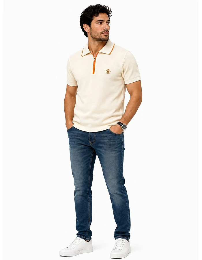 Hermès Half-Zip Polo – Off-White