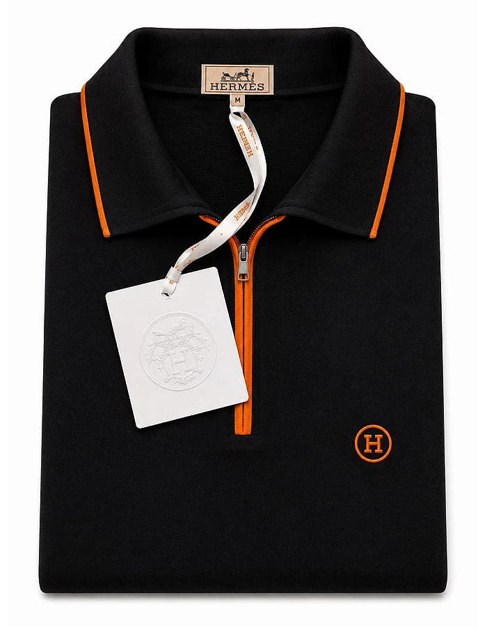 Hermès Half-Zip Polo – Black
