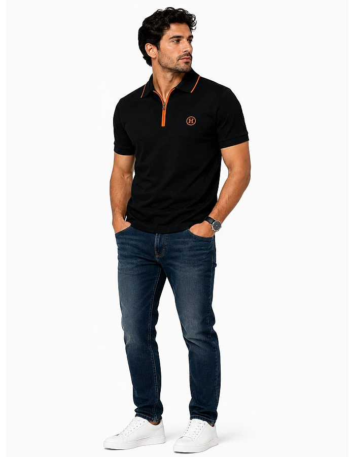 Hermès Half-Zip Polo – Black