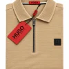 Hugo Boss بولو نص سوستة بخامة بارزة – بيج