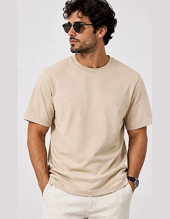 ZARA Oversized Plain T-Shirt – Beige