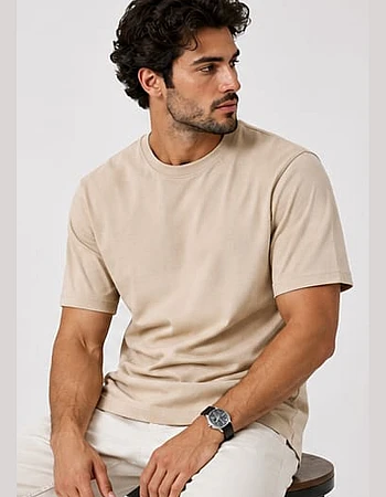 ZARA Oversized Plain T-Shirt – Beige