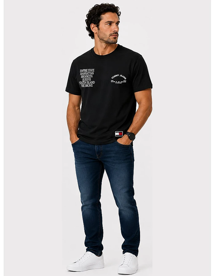 Tommy Jeans New York Print T-Shirt – Black