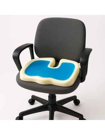 Max Comfort Gel Memory Foam Seat Cushion with U Cut-Out, Blue