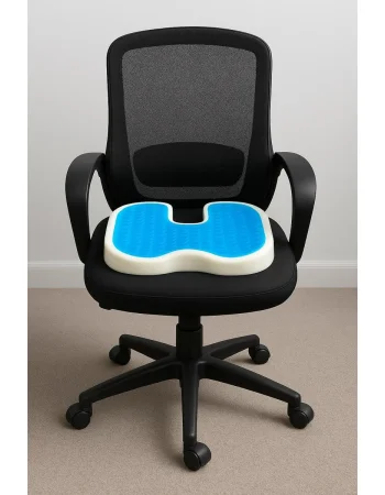 Max Comfort Gel Memory Foam Seat Cushion with Cut-Out, Navy