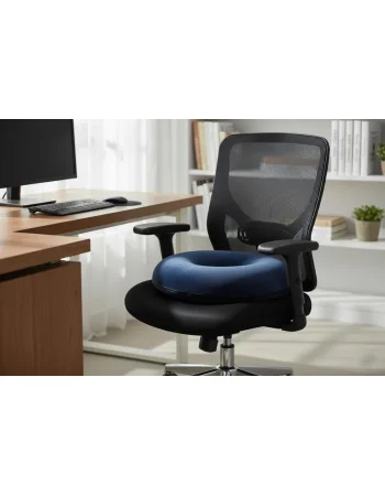 Max Comfort Round Memory Foam Seat Cushion 45 x 45 cm, Blue