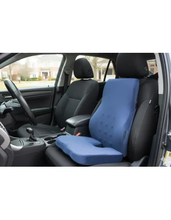Max Comfort Memory Foam Backrest and Seat Cushion Set, Blue