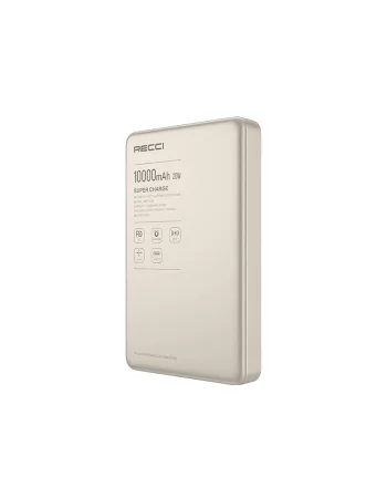 Recci Ultra-Slim Magnetic Power Bank RPB-W36 10000mAh Gold