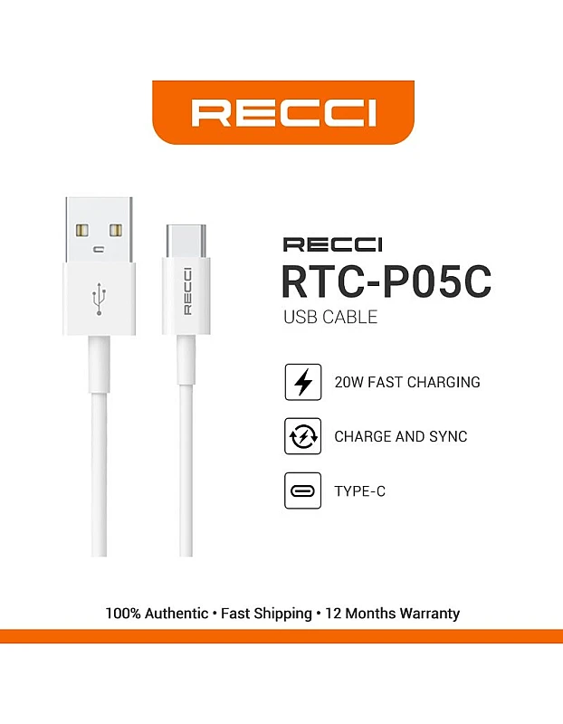 Recci Shark Lightning Cable RTC-P05L 2.4A